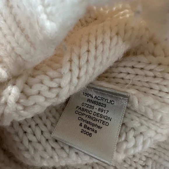 Christopher & Banks Button Down Hand Embroidered Christmas Sweater Cream/Red Med - Picture 7 of 11